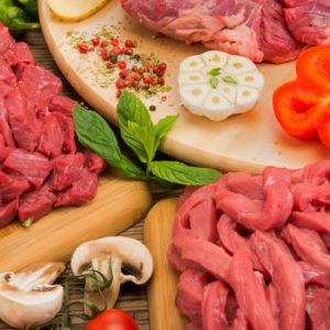 Assorted raw meats