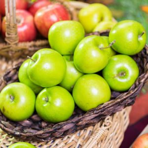 Freshly picked organic apples on the farm.